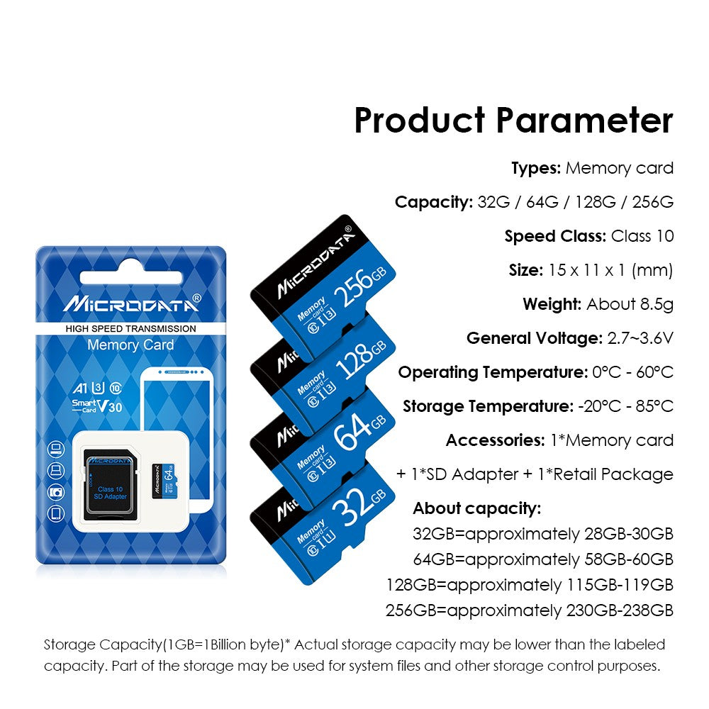 Cartões de memória 4GB 8GB 16GB Micro TF SD de alta velocidade 32GB 64GB classe 10 cartão de memória 128gb 256gb cartão TF para smartphone