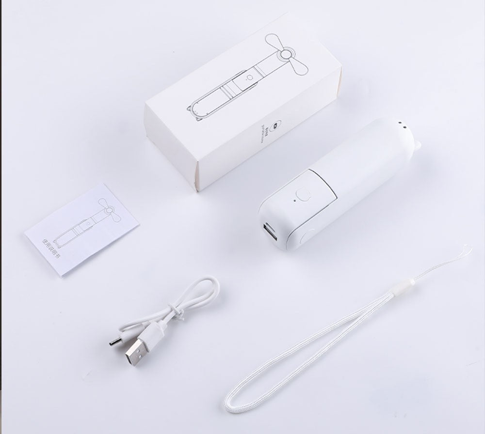Portable Fan 2000mAh USB Rechargeable 3 Speed Mini Handheld Foldable Fan Hand Held Small Pocket Travel Fan with Handy Power Bank