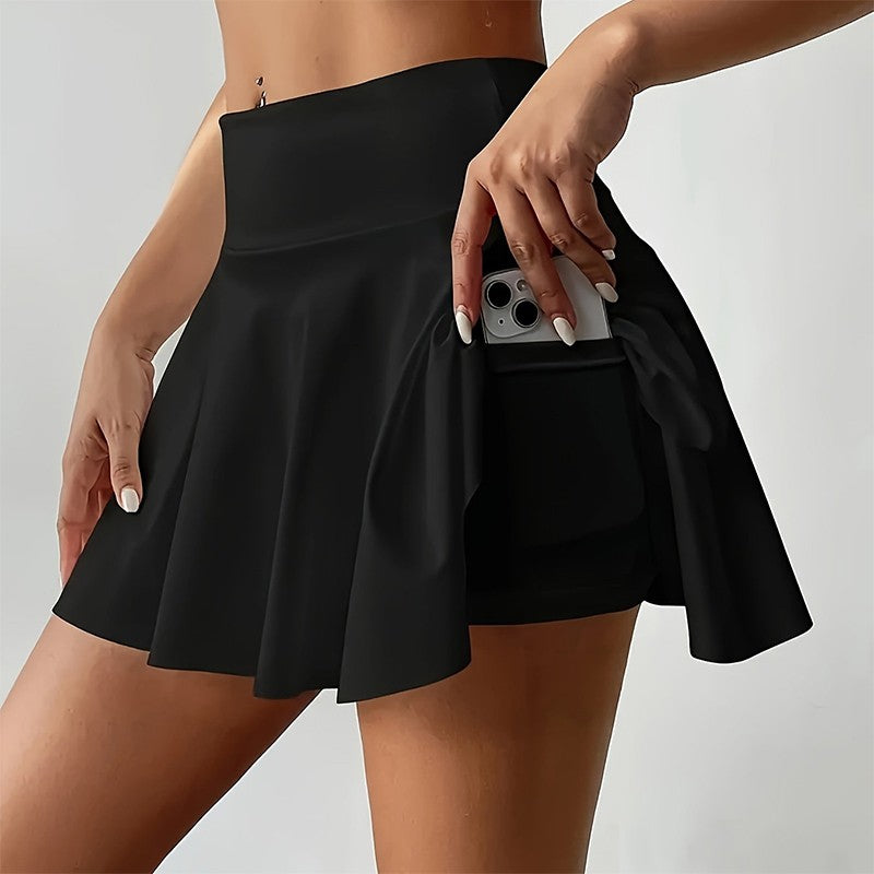 Women's Sports High Waisted Short Skirt Comfortable Breathable Belt Safety Pants