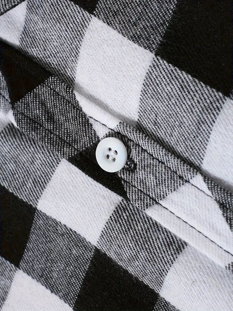 Spring and Autumn Fashion Cotton Long Sleeve Men's Shirt New Brushed Red Plaid Business Leisure Fit Flannel No iron