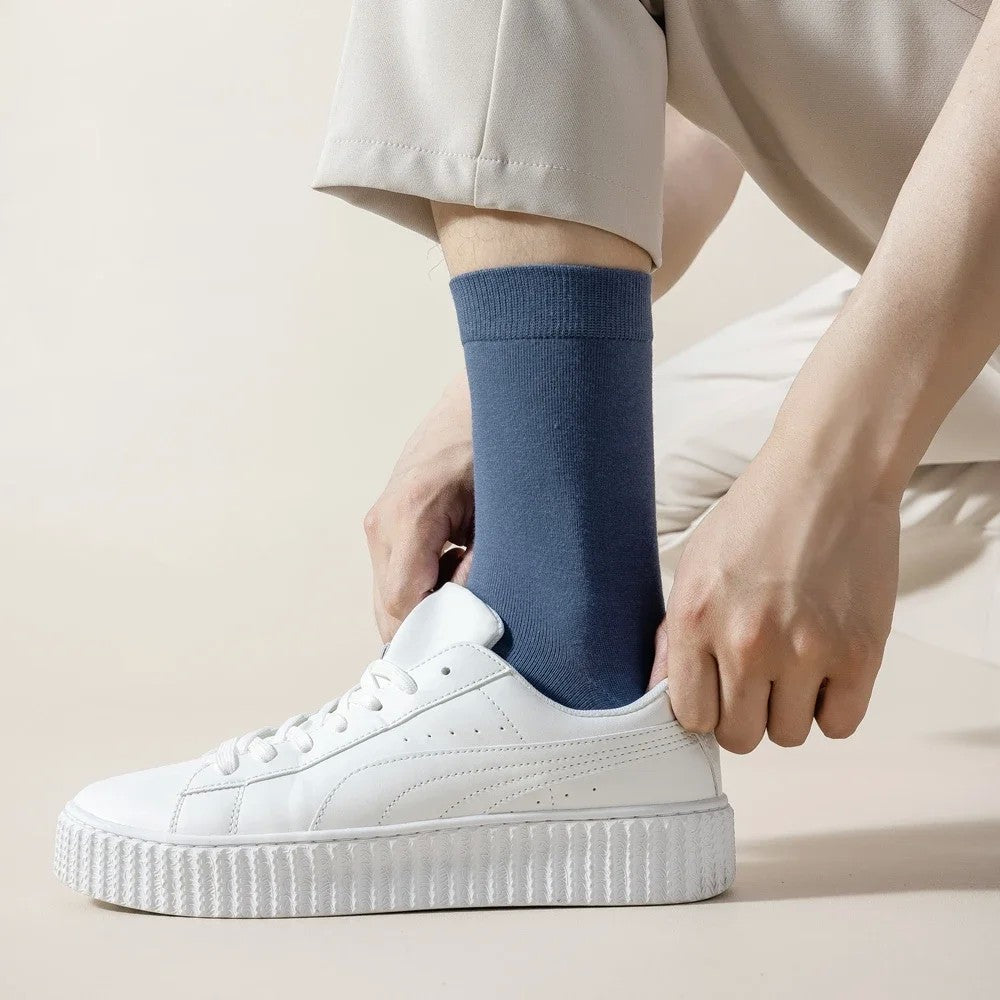 6 Pairs EUR44-50 Plus Size Men Socks High Quality Cotton Socks Breathable Mid Tube Sports Business Socks Black White