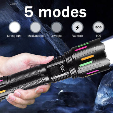 Super Powerful LED Flashlight 1000000LM High Power Torch Strong Light 800W Led Flash Light Rechargeable Hunting Tactical Lantern