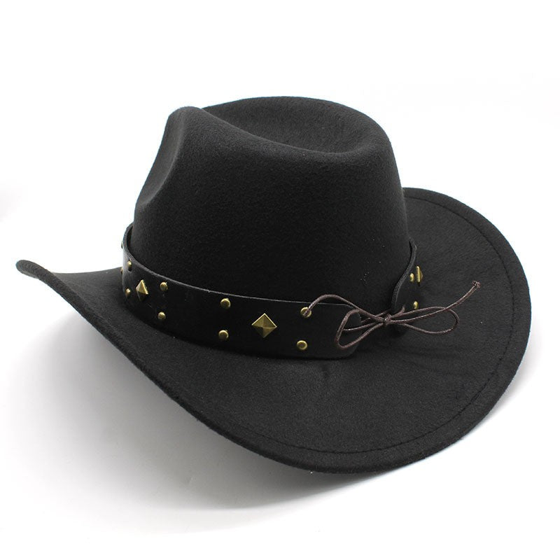 New Women's Men's Wool Western Cowboy Hat For Gentleman Lady Winter Autumn Jazz Cowgirl Cloche Sombrero Caps 2 Big Size