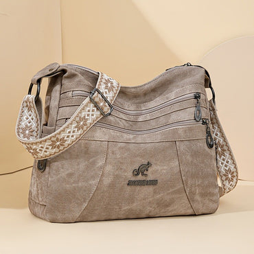 Fashion Denim Fabric Women's Crossbody Bags, Multi-layer Large Capacity Shoulder Bag, Suitable for Commuting Occasions