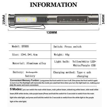 Rechargeable Medical Pen Light Flashlight Multifunctional Led For Nurses Doctor Portable With Clip Inspection Pocket Examination