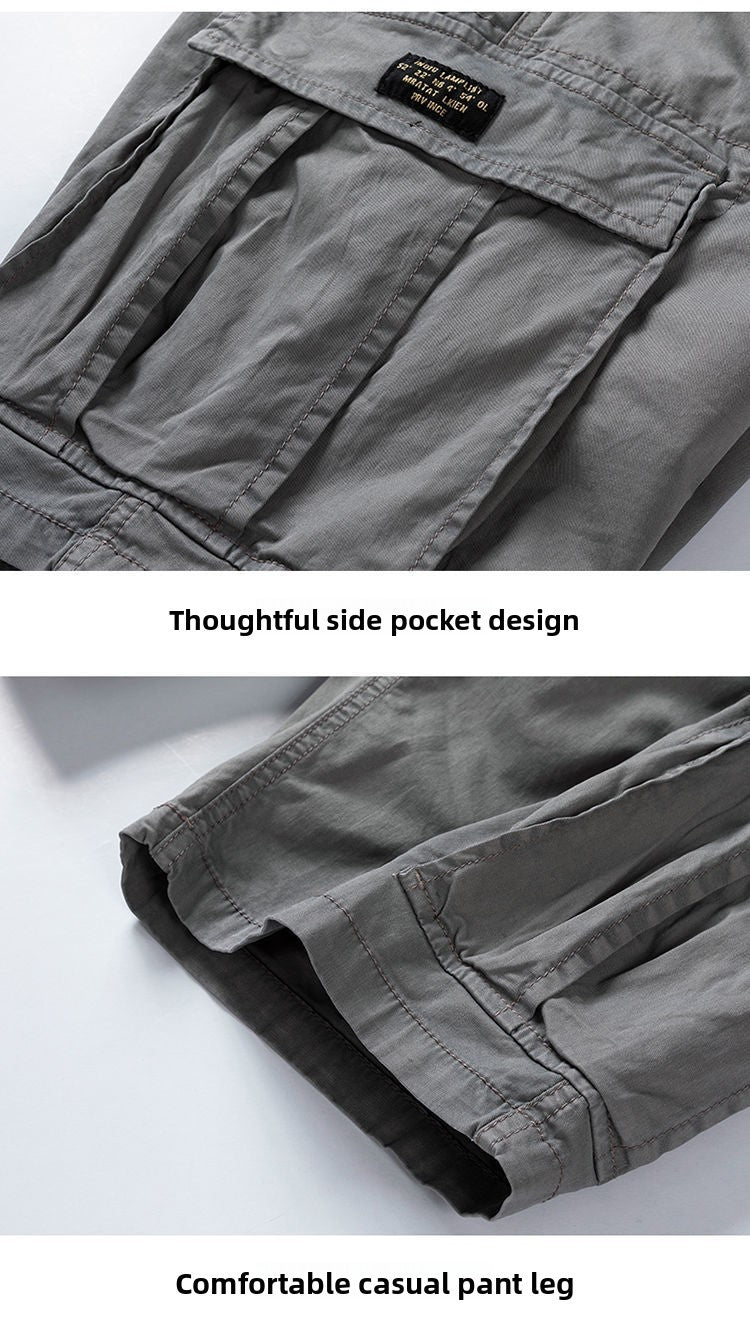 Men's Casual Loose Cotton Work orts American Retro Sle Five-Quarter Length Youth Faion Summer Apparel Straight Leg Fit
