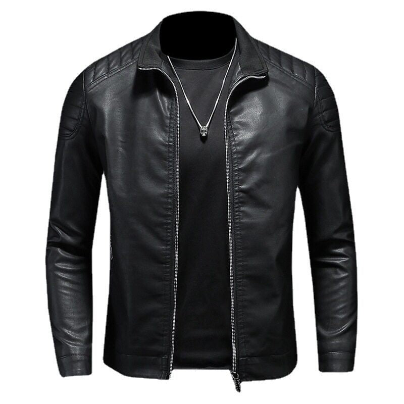 Motorcycle PU Leather Jacket Men Winter Leahter Jacket Male Stand Collar Casual Windbreaker trendy mens clothing black blue coat