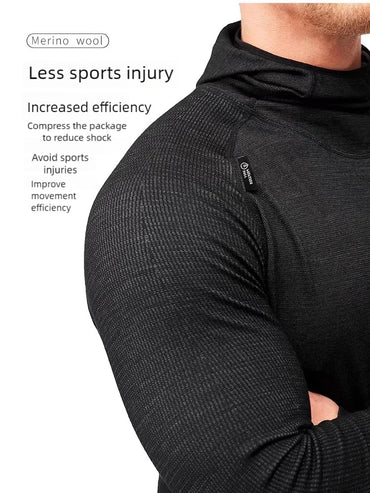 Outdoor men's and women's ski base set Merino wool thermal underwear multi-functional compression clothes running training cloth