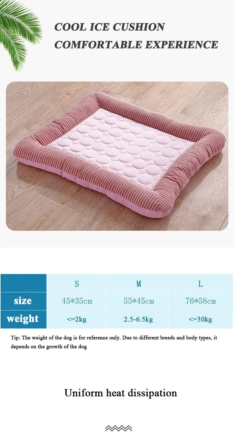 Cama Refrescante para Cães Gatos Filhotes Tapete Gelado Cobertor para Animais de Estimação de Seda Gelada Macio para Dormir no Verão Rosa Azul Respirável