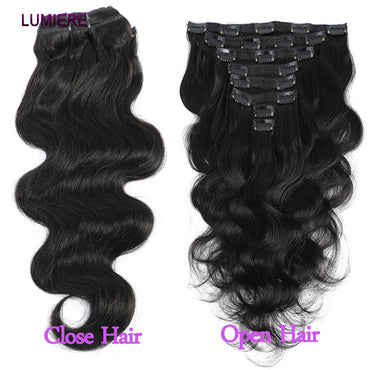 Body Wave Clips In Human Hair Extensions Brazilian 100% Virgin Raw4B 4C Afro Kinky Culy Hair Clips in 8Pcs/Set For Women 18A