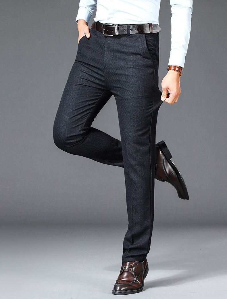 New Business Casual Suit Pants Men Solid High Waist Straight Office Formal Trousers Mens Classic Style Suit Long Pants Plus Size