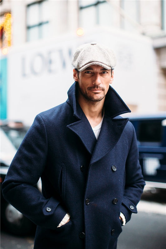 Men's Woolen Good Quality Coat Navy Blue Winter Warm Solid Double-Breasted Thick Plus V-Neck Overcoat Casual Male Overcoat