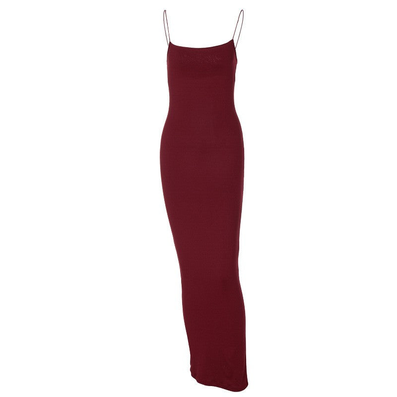 Nsangu 2024 Autumn Winter Women Solid White Black Strap Midi Dress Bodycon Sexy