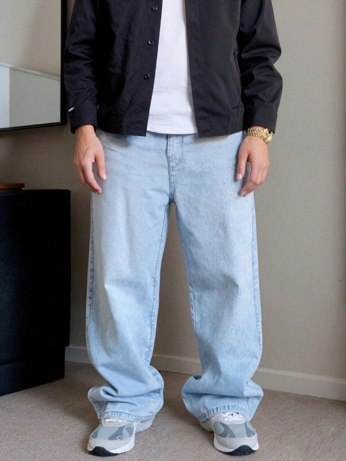 Men's Casual Vintage Loose-Fit Jeans with Pockets