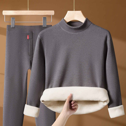 Winter Thermal Underwear Set For Men And Women Thick Velvet Lining Suitable For Wearing Cold Warm Underwear's Top And Bottoms