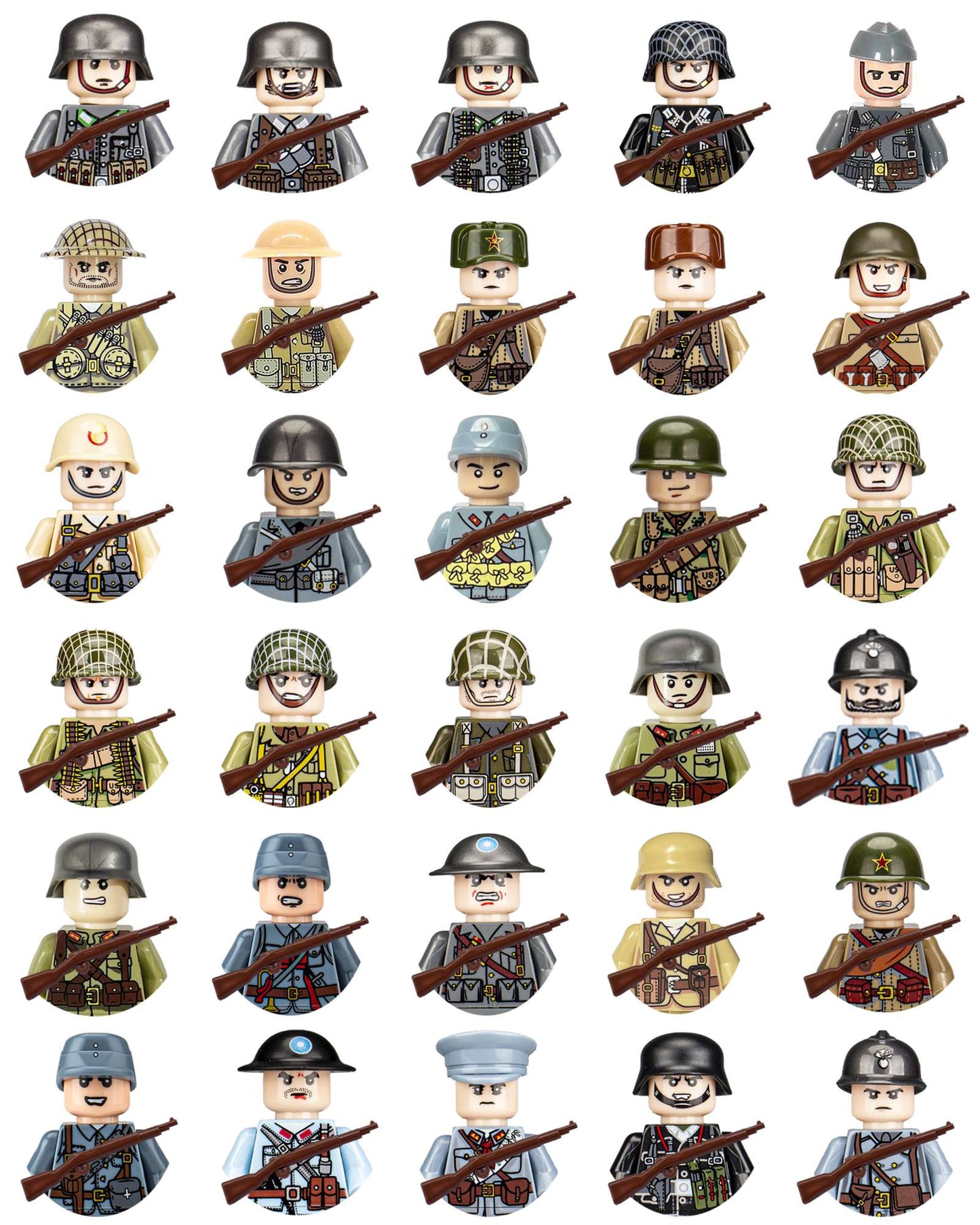 Brinquedos de blocos de montar para crianças: Modelos de Mini Armas de Exército Nacional de Guerra de Soldados de Infantaria da Segunda Guerra Mundial