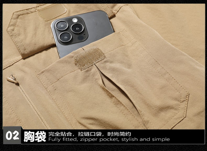 Spring Autumn Men's Shirts Tactical Work Long Sleeve Shirt Tops Outdoor Casual Multi-pocket Camp Hike Cargo Long-sleeved Shirts