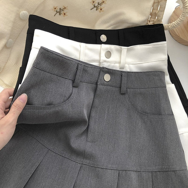 Y2K Vintage High Waist Pleated Skirt Women College Style Uniforms Safety Pants M