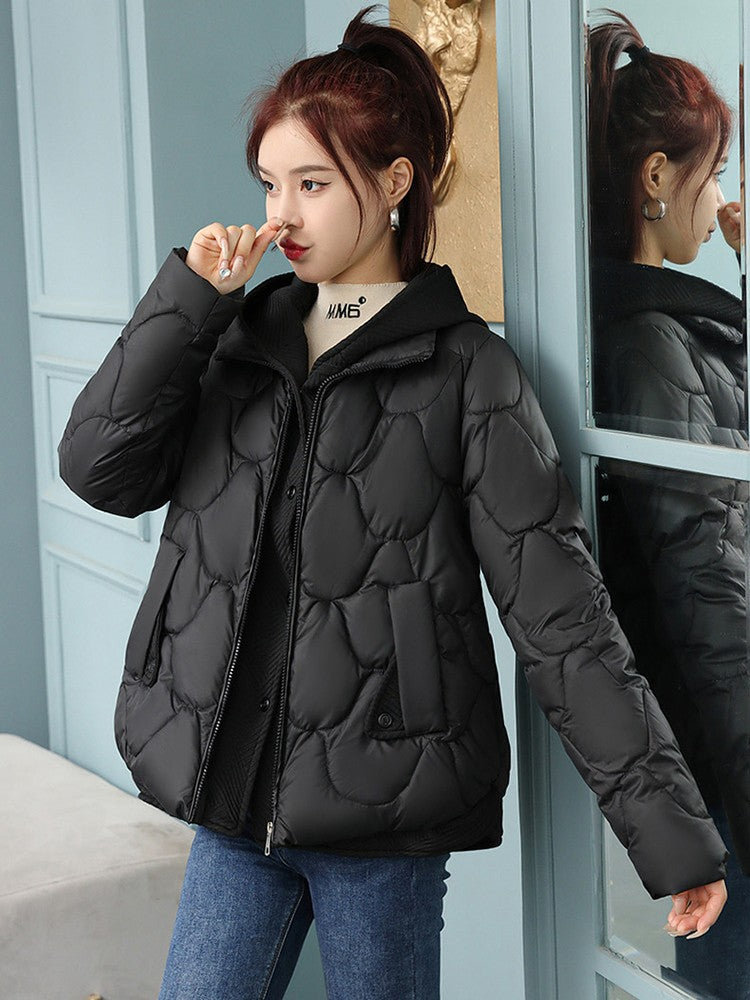 Fitshinling Fashion New In Warm Parkas Coat Outerwear Women Clothing Fake Two-piece Cotton Padded Quilted Winter Jacket Female