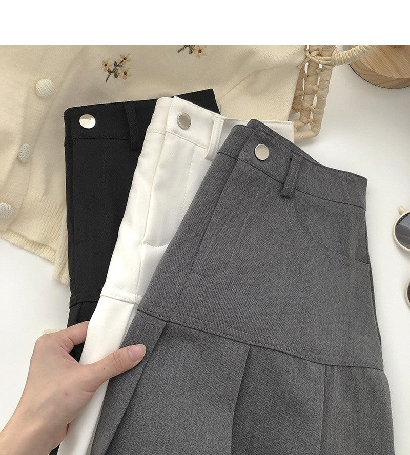 Y2K Vintage High Waist Pleated Skirt Women College Style Uniforms Safety Pants M