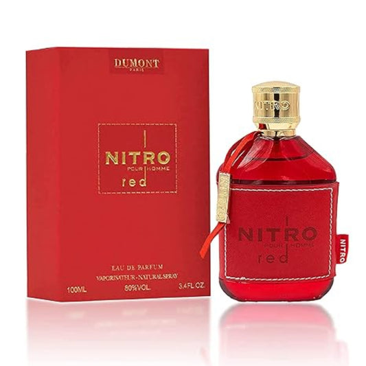 NITRO RED - 3.4oz - Eau De Parfum - Luxury Perfume for Men - Fruit, Woody, Floral & Masculine Fragrance - Long Lasting Cologne