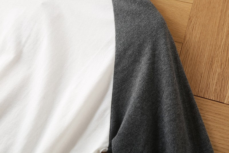 Summer New American Retro Raglan Long-sleeved O-neck Montage T-shirt Men's Fashion Simple 100%Cotton Washed Casual Sport Tops