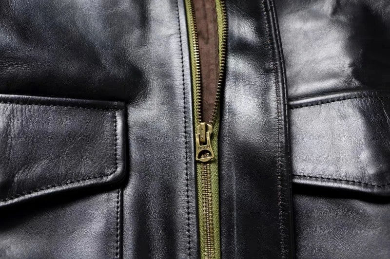 A2 Men's Bomber Jacket Tea Core Horse Leather Cropped Motorcycle Jacket Natural Leather Loose Coat Military Men's Leather Jacket