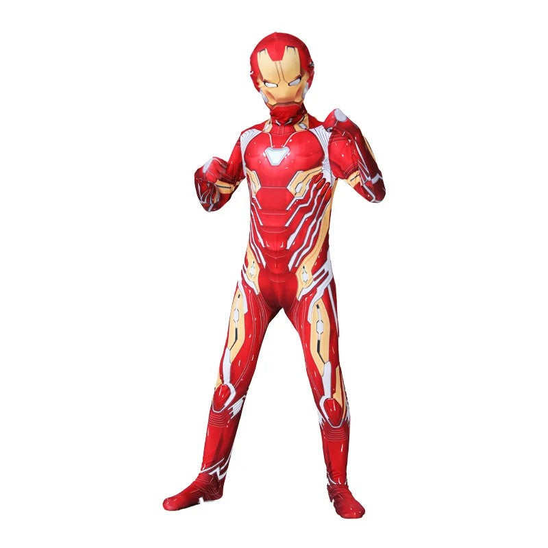 Kids Iron Man Costume Superhero Costume Cosplay Bodysuit Full Sets with Mask Halloween Costume for Kids