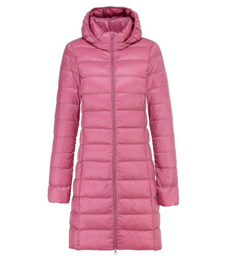 5XL 4XL Plus Long Down Jacket Women Winter Ultra Light Down Jacket Women With Hooded Down Coat Female Hat Detachable