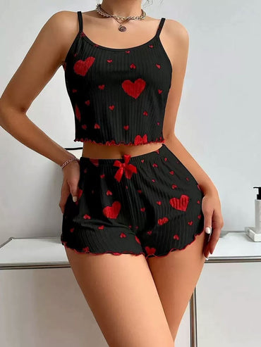 Girl'S Spaghetti Strap Camisoles + Shorts Homewear Print Underwear Pijama Sexy Lingerie Camisoles Tanks Nighty Women Sleepwear