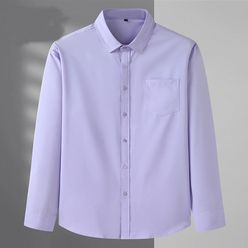 Spring and Autumn Large Size 15XL Men's Long-sleeved Shirt Fat High Elastic Solid Color Shirt 12XL 11XL 10XL 9XL 8XL 7XL 200kg