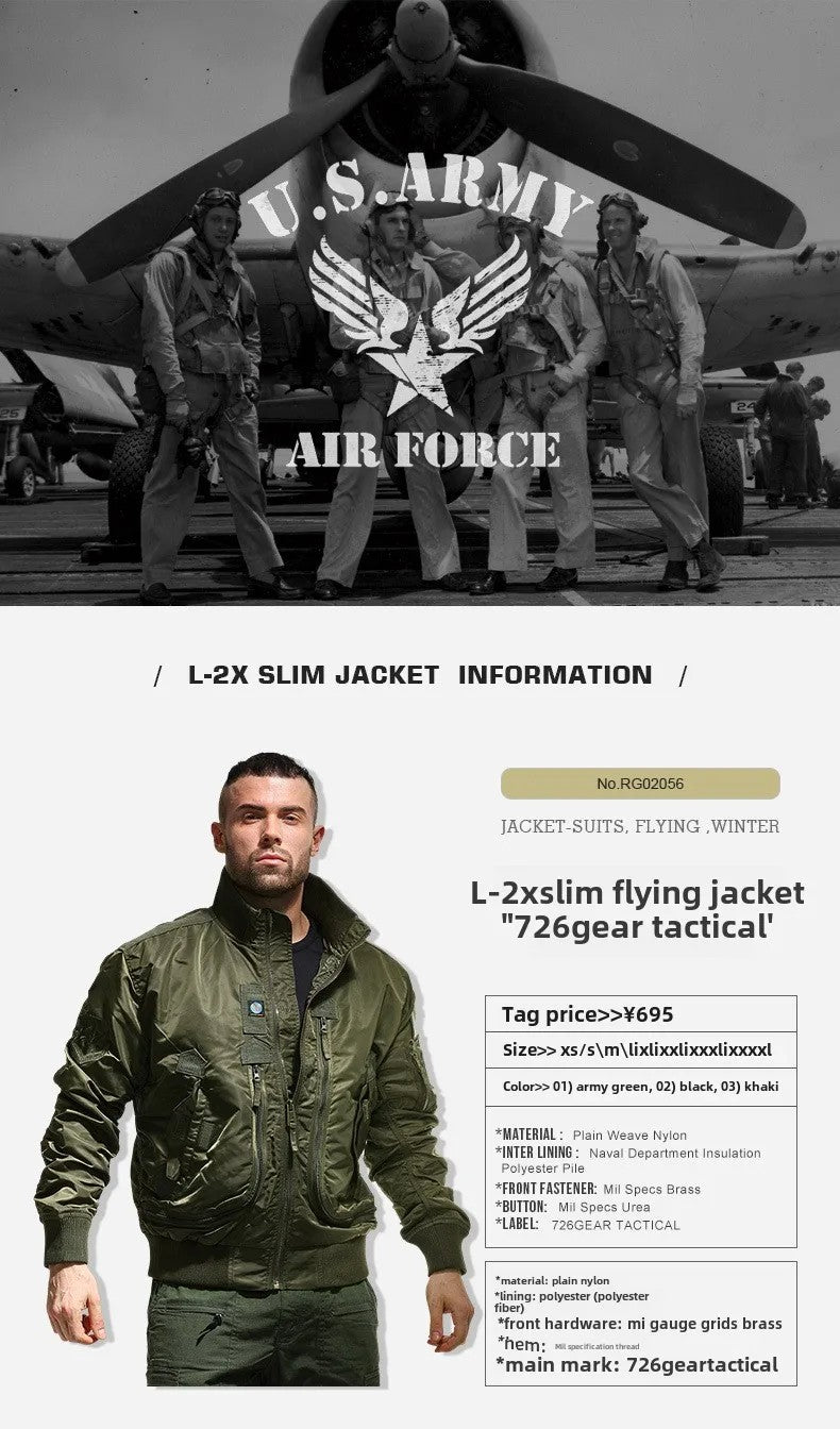 Men's pilot jacket men's air force MA1 baseball jacket spring and autumn casual youth trend military fan stand up collar jacket