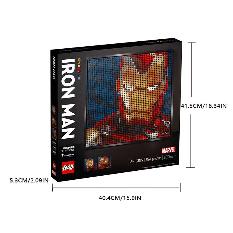 31199 LEGO é um conjunto de colagem com o tema Homem de Ferro, parte da série LEGO Art Life, e um ótimo presente.