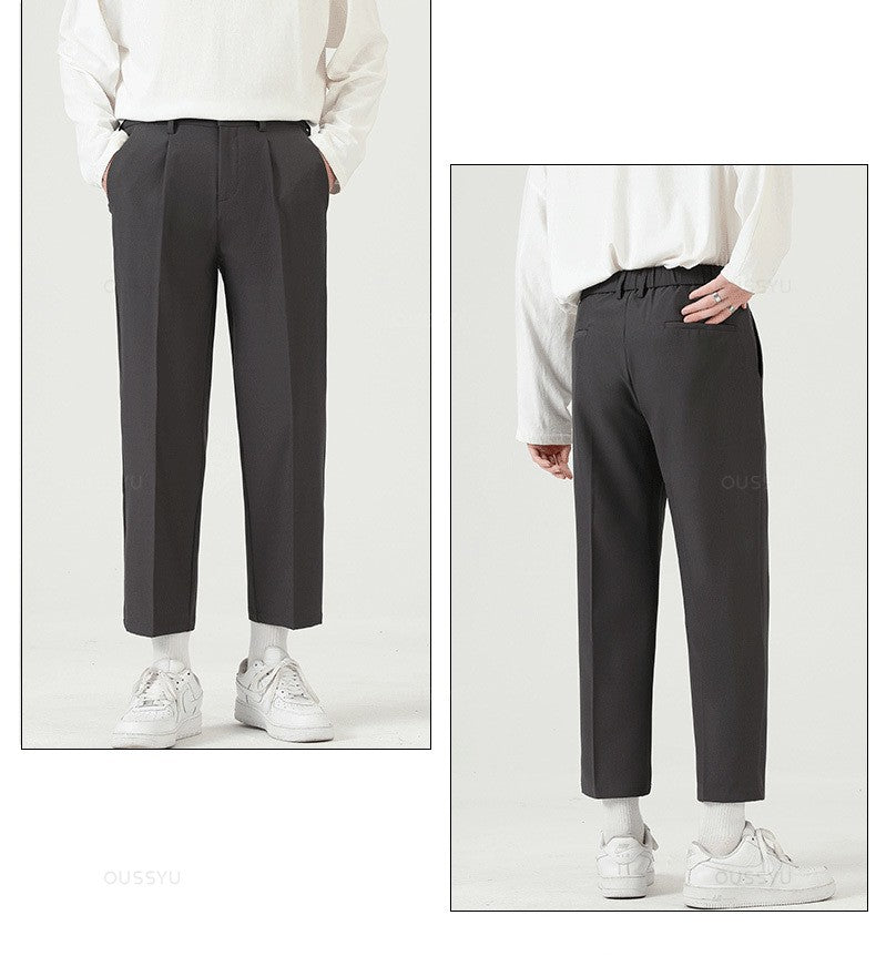 Brand Clothing Smooth Suit Pants Men Business Thin Formal Ankle Length Work Pant Korean Casual Long Trousers Male Oversized 40