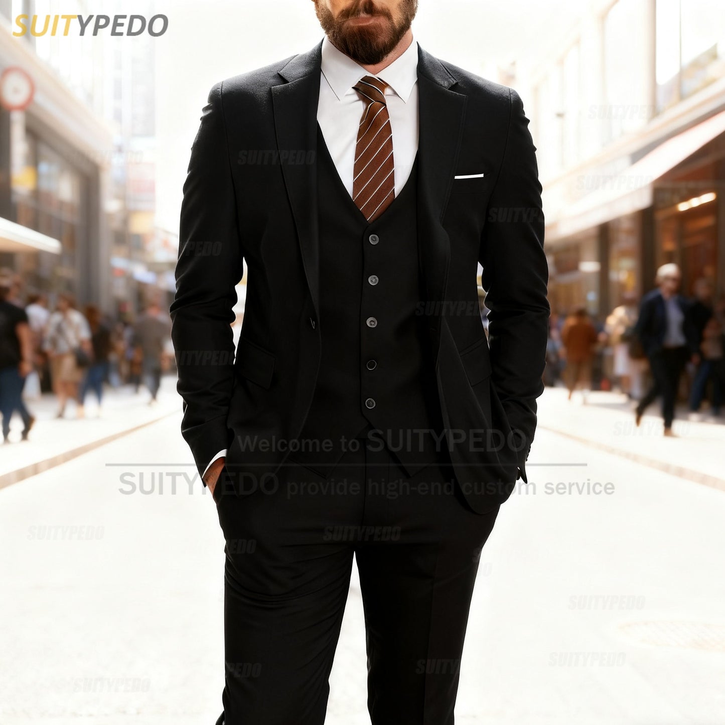 Smart Casual Slim Fit Suit Sets Elegant Notch Lapel Suit Attire 3 Pieces Blazer Vest And Pants Formal Evening Homme Costumes