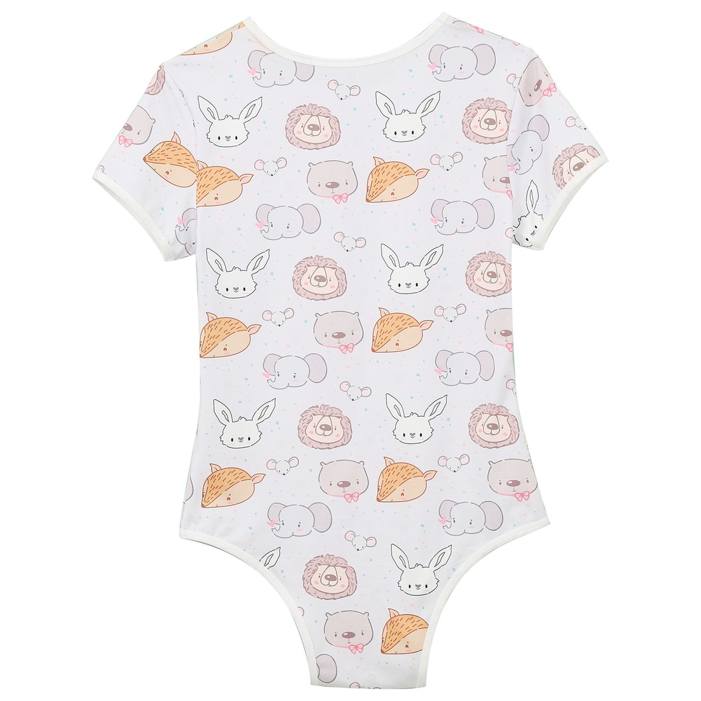 Mens Cute Cartoon Print Bodysuit Sissy Pajamas Short Sleeve Buttoned Crotch Diaper Rompers Gay Male Onesies Sleepwear Loungewear