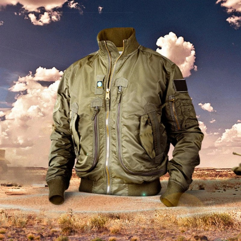Men's pilot jacket men's air force MA1 baseball jacket spring and autumn casual youth trend military fan stand up collar jacket