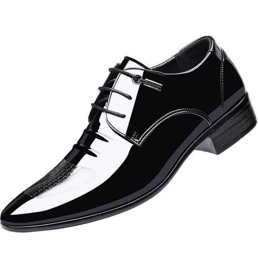 Men's Casual Dress Shoes Mesh Pattern Derby Shoe Classic Lace-up Pointed Formal Oxford Tuxedo Shoes For Men