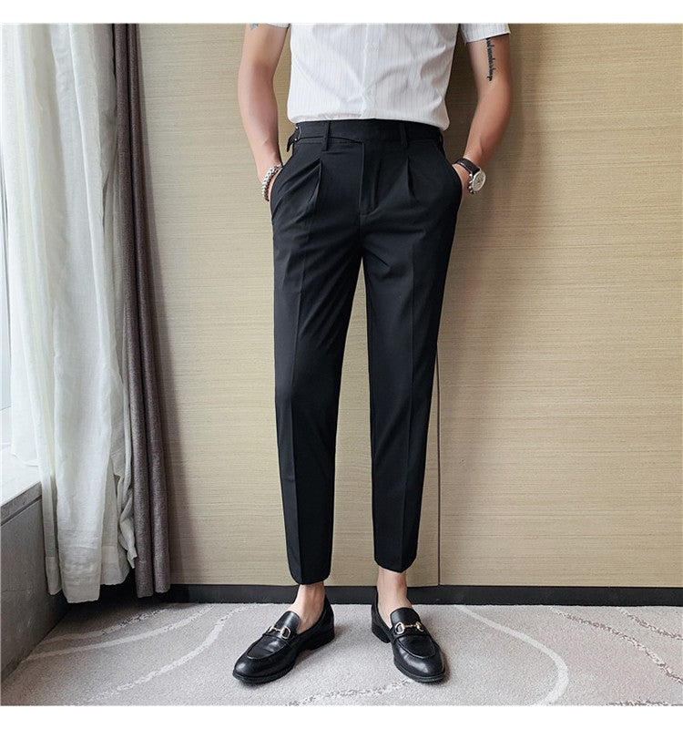 High Quality Elasticity Suit Pants Men Formal Business Office Social Dress Pants Slim Fit Casual Wedding Ankle Trousers Pantalon