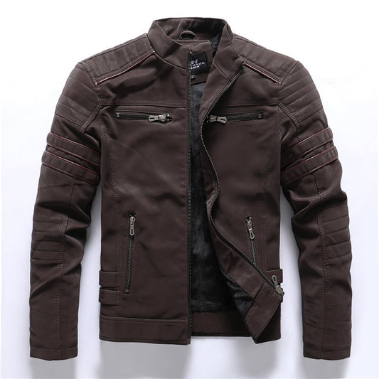 Casual Motorcycle Winter Men Winter Brand Leather Jacket Inner Fleece PU Coat Faux Leather Jackets Mens Clothing Streetwear