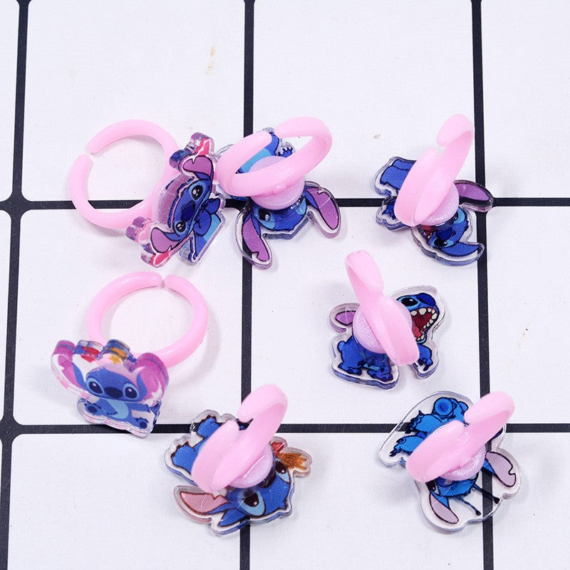 10/20pcs Disney Anime Stitch Ring Kawaii Lilo Stitch Children Acrylic Ring Cartoon Accessories Toy Kids Gifts
