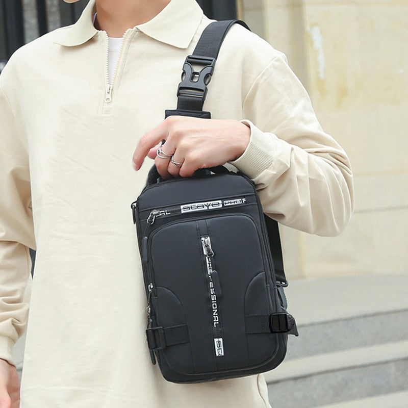 Men's dual-purpose crossbody and shoulder bag, multi-functional casual and versatile single-shoulder handbag, chest bag