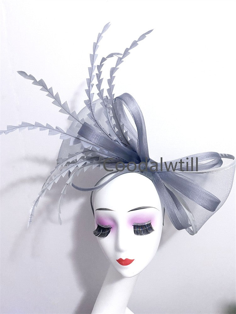 White Church Fascinator Women Wedding HAT Bow Feathers Headwear Elegant Bride Marriage Pillbox Cap Party Headpiece For Ladies