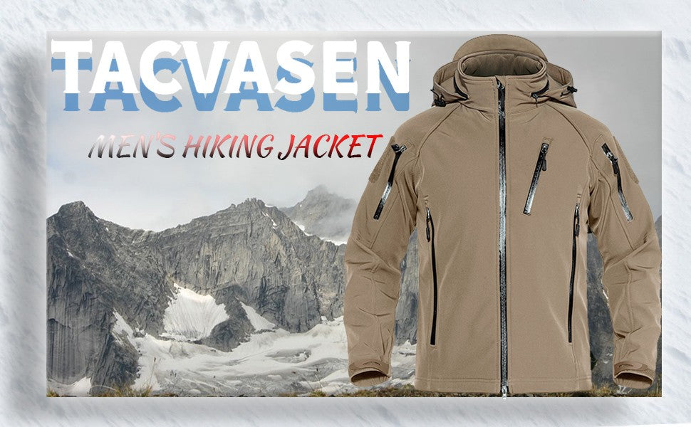 TACVASEN Fleece Lined Waterproof Jackets Mens Jacket Coats Outdoor Safari Windbreaker Winter Warm Work Jacket Outwear Windproof