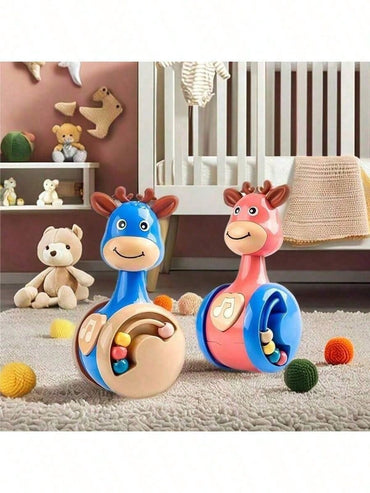 Safari Sensory Beat Drum - 5-in-1 Baby Music Toy with Chewable Silicone Edges & Animal Sound Buttons | Montessori Crawling Guide