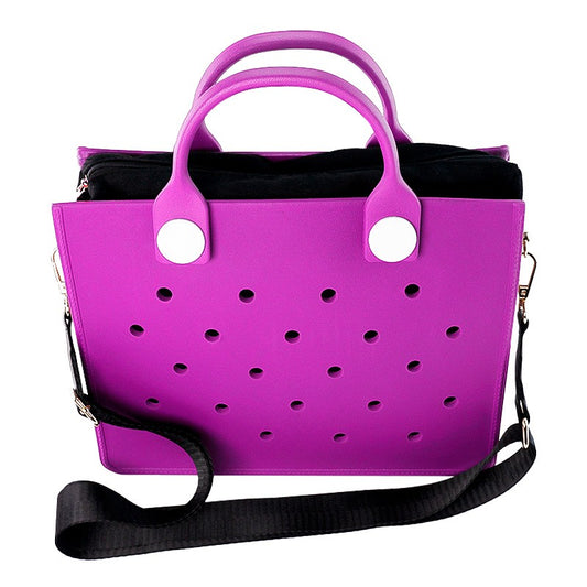 The orange guy Purple Women Fashion New EVA Punched Handbag Casual Waterproof Travel Tote Bag Fit Charms Outdoor Beach Bags