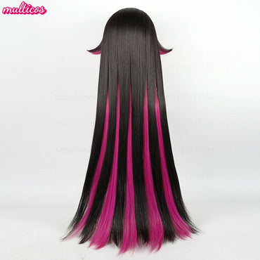 High Quality Columbina Cosplay Wig 105cm Long Straight Black Rose Heat Resistant Synthetic Hair Anime Fatui Cosplay WIgs +WigCap