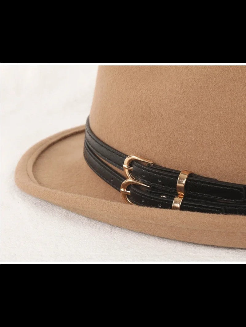 Outono Inverno Nova Moda Lã Feltro Chapéu Versão Coreana Boina Retrô Elegante Senhoras Chapéu de Jazz Aba Larga para Mulheres??