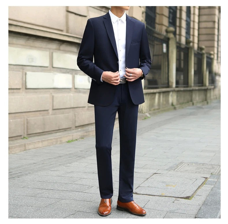 Men's M-10XL Spring New Wedding Fashion Handsome Suit Business Cargo Trousers plus Size Two Sets Fat Friendly Clothing