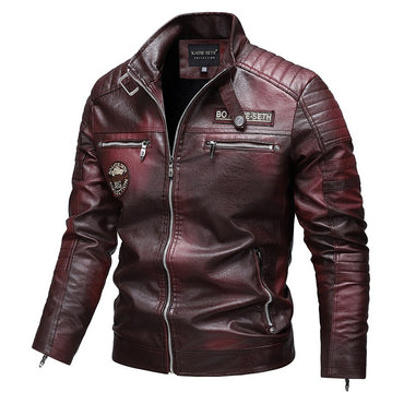 Quality New Male Casual Leather Jackets 7XL Autumn Winter Men Stand Collar Motorcycle Leather Jackets Vintage Leather Coat